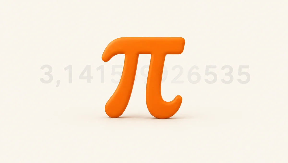Il simbolo del pi greco in arancione, con dietro le cifre 3,1415926535