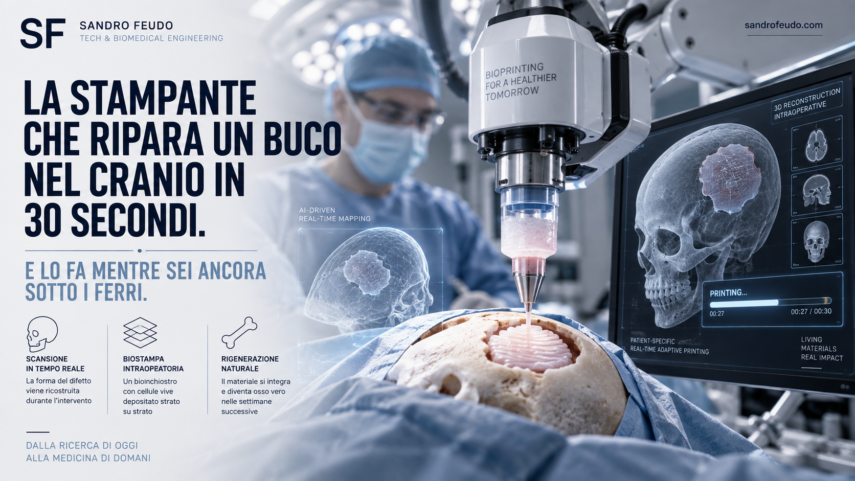 La stampante che ripara un buco nel cranio in 30 secondi. E lo fa mentre sei ancora sotto i ferri.